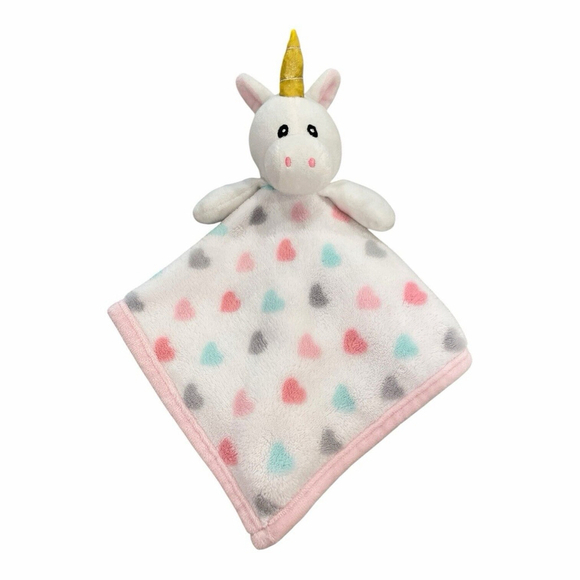 SL Home Fashions Unicorn Hearts Lovey Baby Girl Security Blanket Plush Toy Pink - Picture 2 of 16